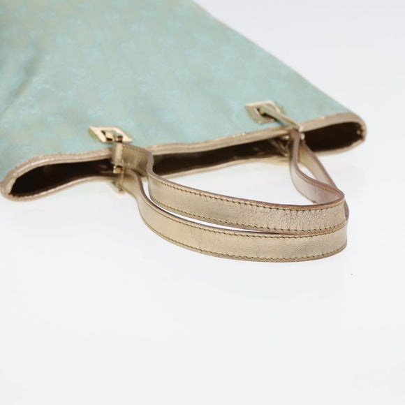 GUCCI GG Canvas Tote Bag Light Blue Gold 002 1099 Auth 90172