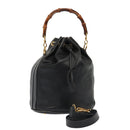 GUCCI Bamboo Shoulder Bag Leather 2way Black Gold 001 2865 1657 Auth 90187-1