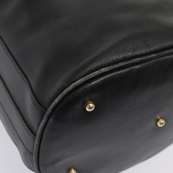 GUCCI Bamboo Shoulder Bag Leather 2way Black Gold 001 2865 1657 Auth 90187