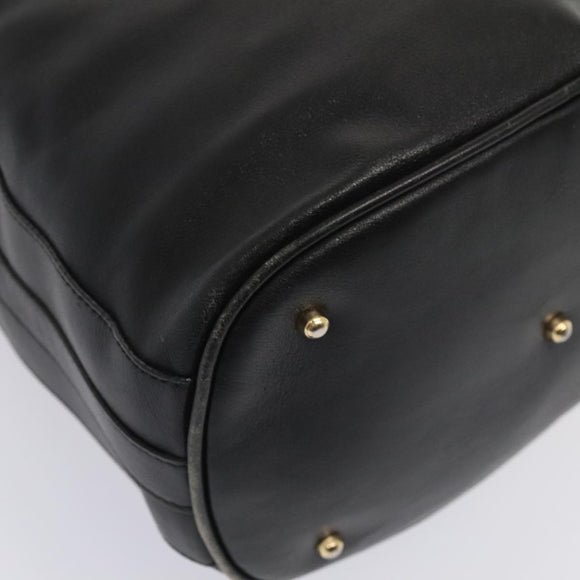 GUCCI Bamboo Shoulder Bag Leather 2way Black Gold 001 2865 1657 Auth 90187