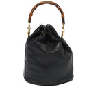 GUCCI Bamboo Shoulder Bag Leather 2way Black Gold 001 2865 1657 Auth 90187-2