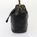 GUCCI Bamboo Shoulder Bag Leather 2way Black Gold 001 2865 1657 Auth 90187-3