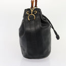 GUCCI Bamboo Shoulder Bag Leather 2way Black Gold 001 2865 1657 Auth 90187-4