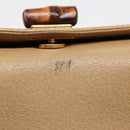 GUCCI Bamboo Hand Bag Leather 2way Beige Gold 000 33 0240 Auth 90195-9