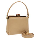 GUCCI Bamboo Hand Bag Leather 2way Beige Gold 000 33 0240 Auth 90195-1