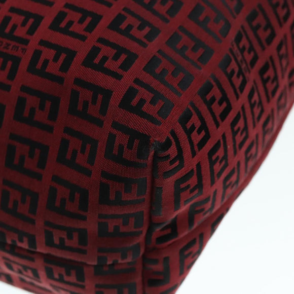 FENDI Zucchino Canvas Tote Bag Red Black Silver Auth 90199
