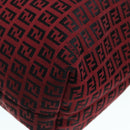FENDI Zucchino Canvas Tote Bag Red Black Silver Auth 90199-16