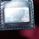 FENDI Zucchino Canvas Tote Bag Red Black Silver Auth 90199-18