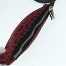 FENDI Zucchino Canvas Tote Bag Red Black Silver Auth 90199-24