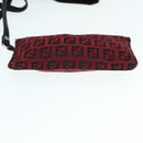 FENDI Zucchino Canvas Tote Bag Red Black Silver Auth 90199-25