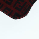 FENDI Zucchino Canvas Tote Bag Red Black Silver Auth 90199-26
