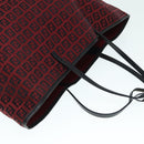 FENDI Zucchino Canvas Tote Bag Red Black Silver Auth 90199-6