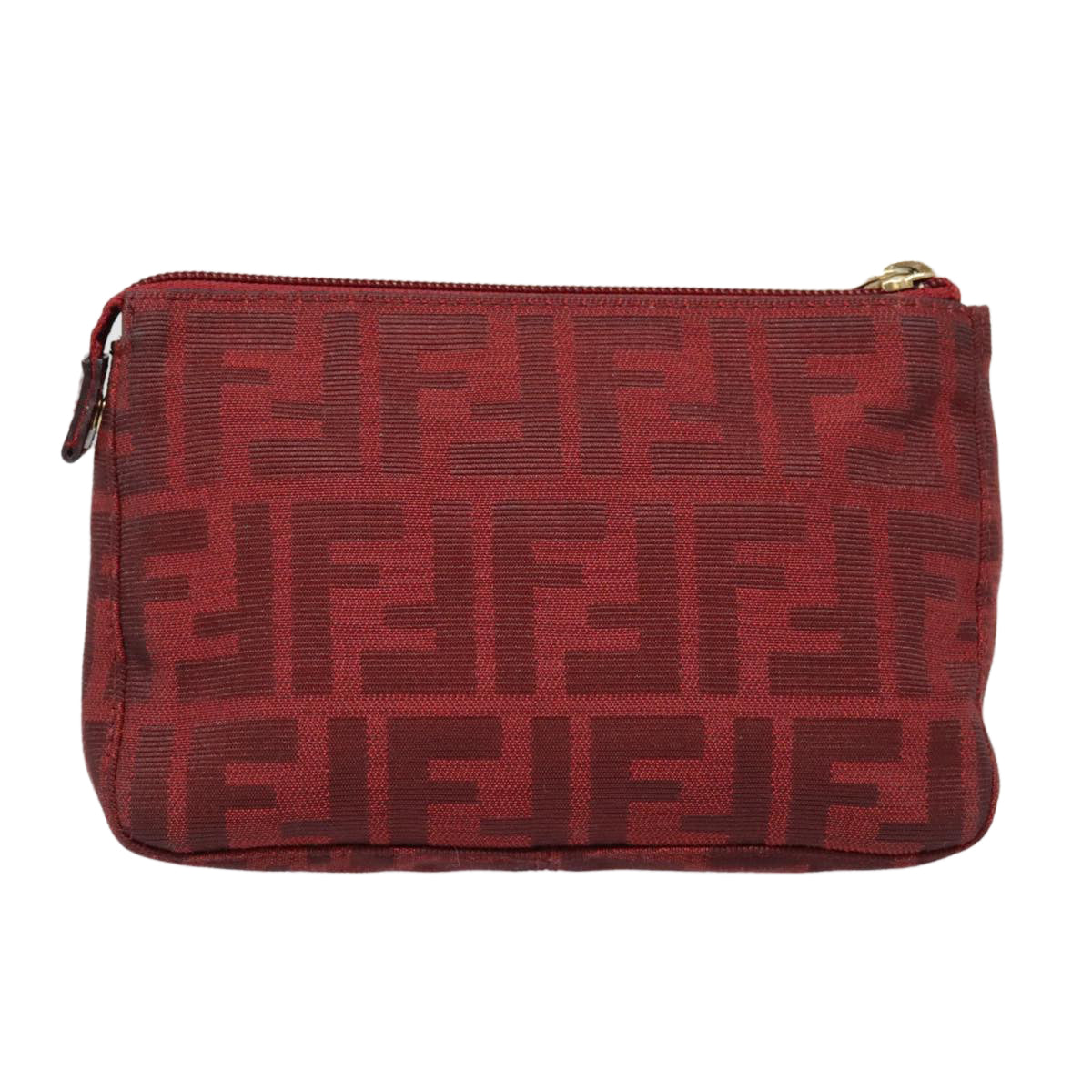 FENDI Zucca Canvas Pouch Red Gold Auth 90202 - 0