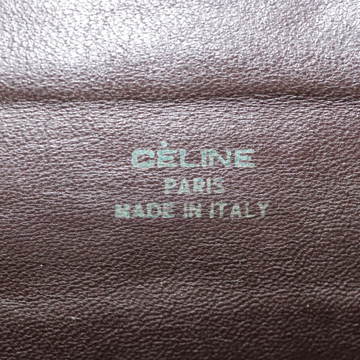 CELINE C Sulky Clutch Bag Canvas Leather Brown Gold Auth 90212