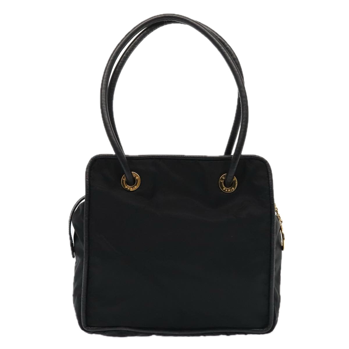 CELINE Hand Bag Nylon Black Gold Auth 90215 - 0