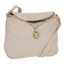 CELINE Horse Carriage Shoulder Bag Leather Beige Gold Auth 90216-1