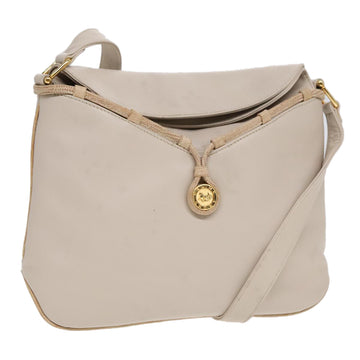 CELINE Horse Carriage Shoulder Bag Leather Beige Gold Auth 90216