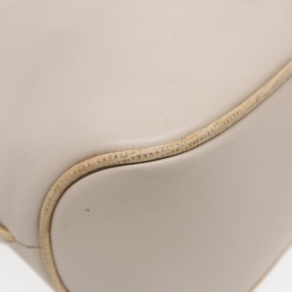 CELINE Horse Carriage Shoulder Bag Leather Beige Gold Auth 90216