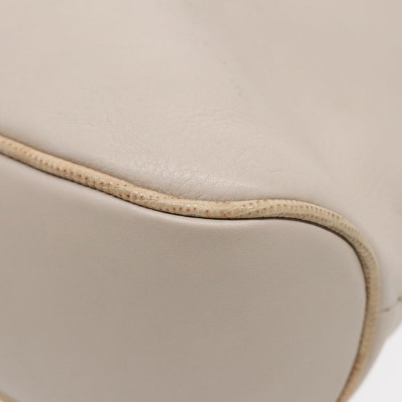 CELINE Horse Carriage Shoulder Bag Leather Beige Gold Auth 90216