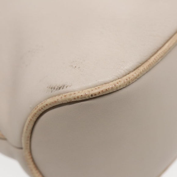 CELINE Horse Carriage Shoulder Bag Leather Beige Gold Auth 90216