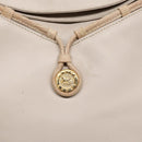 CELINE Horse Carriage Shoulder Bag Leather Beige Gold Auth 90216-14