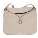 CELINE Horse Carriage Shoulder Bag Leather Beige Gold Auth 90216-2