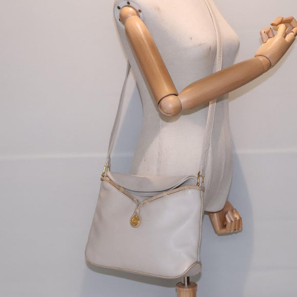 CELINE Horse Carriage Shoulder Bag Leather Beige Gold Auth 90216