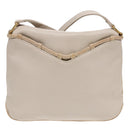 CELINE Horse Carriage Shoulder Bag Leather Beige Gold Auth 90216-3