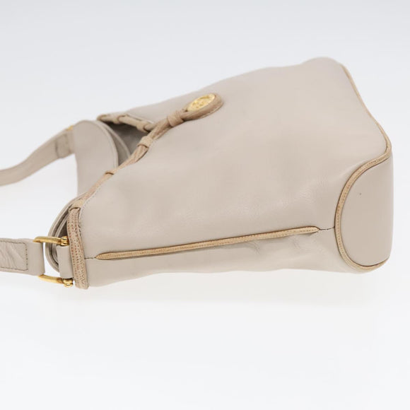 CELINE Horse Carriage Shoulder Bag Leather Beige Gold Auth 90216