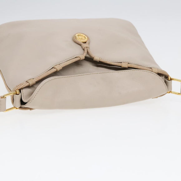 CELINE Horse Carriage Schultertasche Leder Beige Gold Auth 90216
