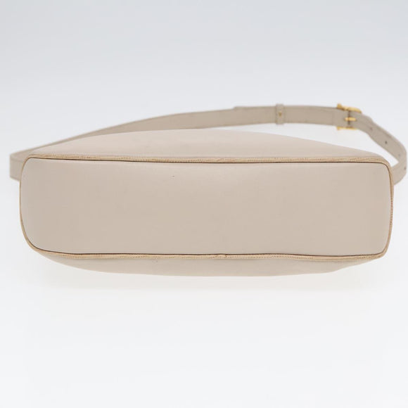 CELINE Horse Carriage Shoulder Bag Leather Beige Gold Auth 90216
