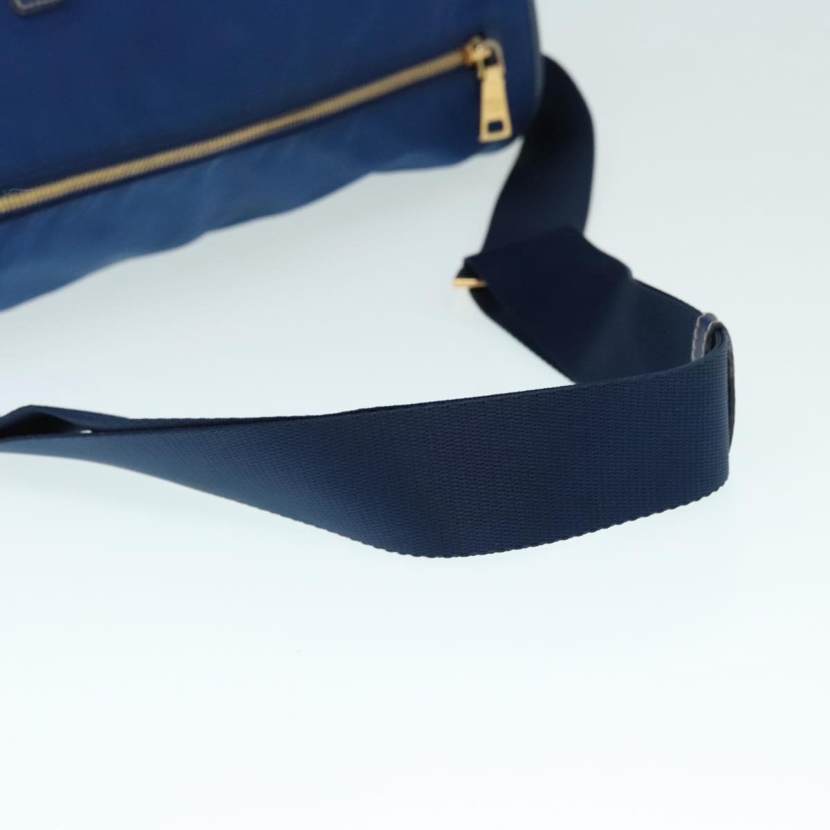 PRADA Shoulder Bag Nylon Blue Gold Auth 90221