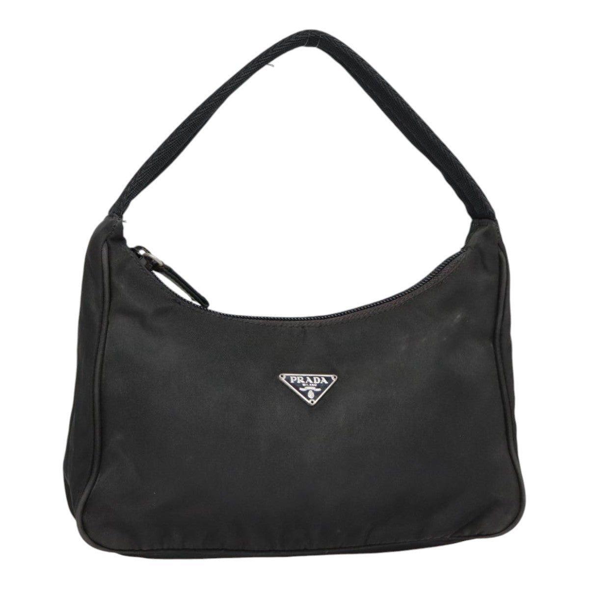 PRADA Hand Bag Nylon Black Silver Auth 90223