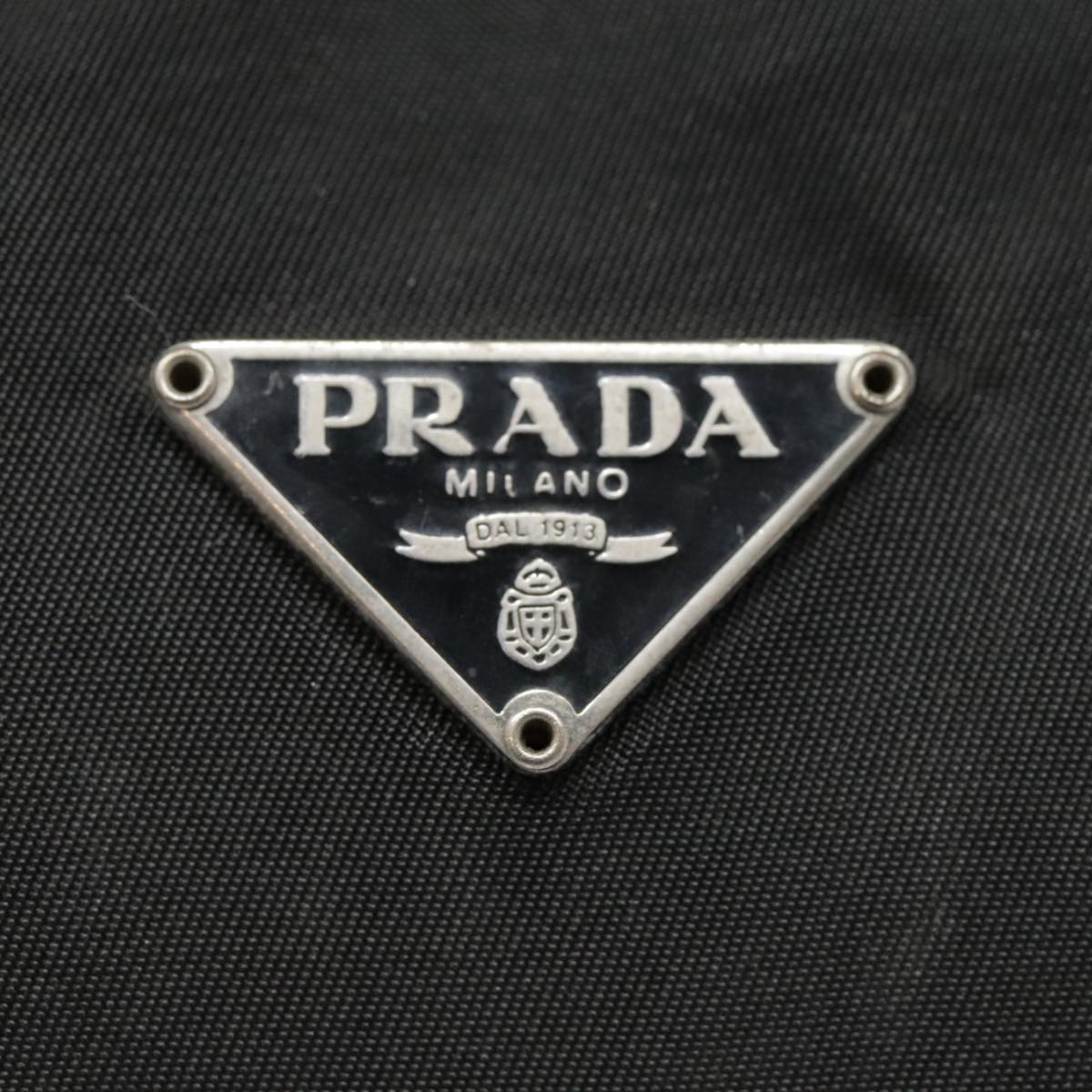 PRADA Hand Bag Nylon Black Silver Auth 90223