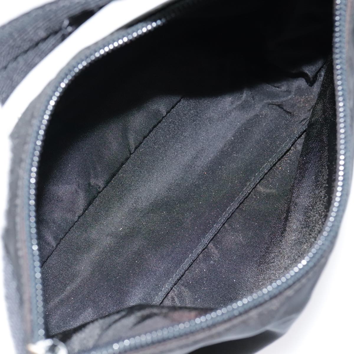 PRADA Hand Bag Nylon Black Silver Auth 90223