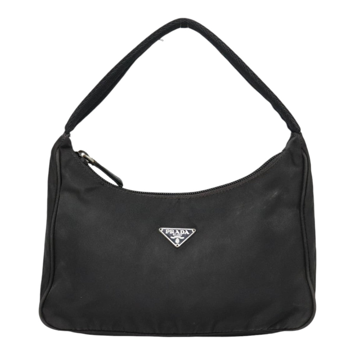 PRADA Hand Bag Nylon Black Silver Auth 90223