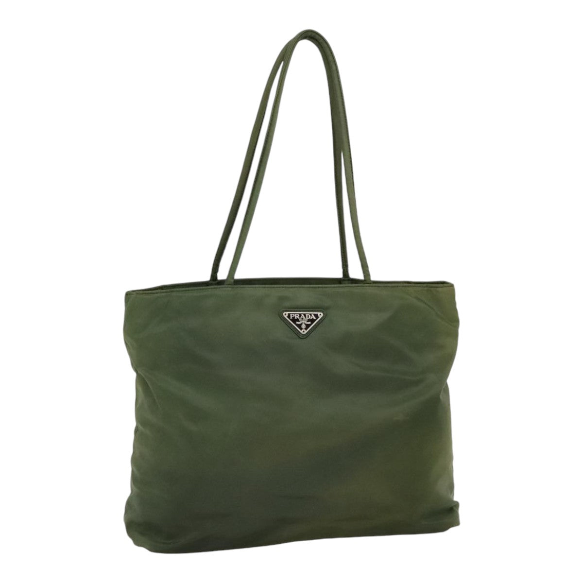 PRADA Tote Bag Nylon Green Silver Auth 90225