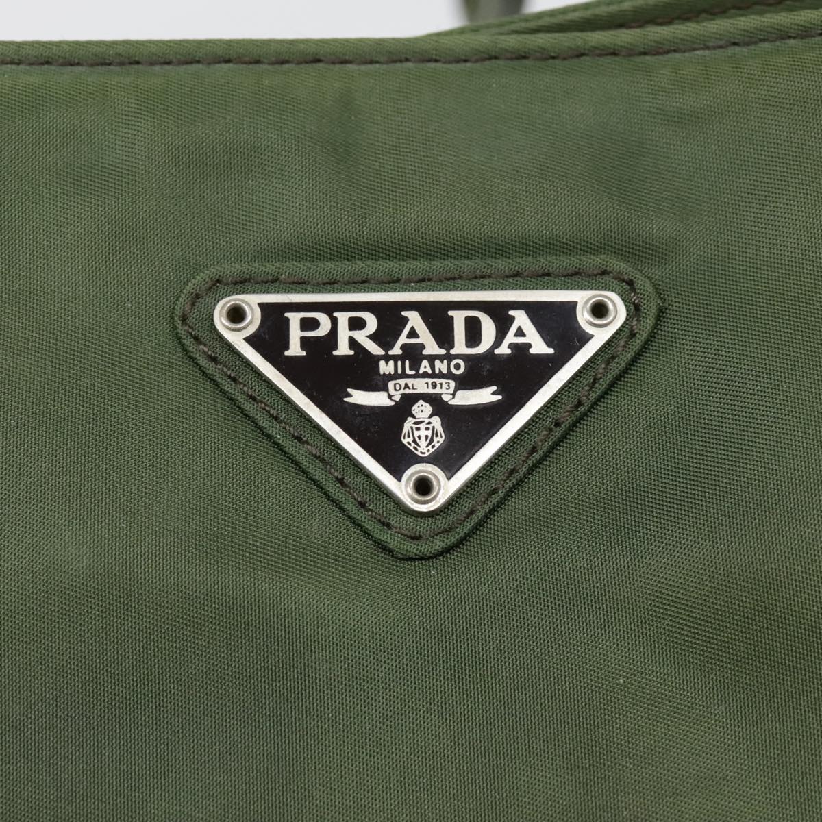 PRADA Tote Bag Nylon Green Silver Auth 90225