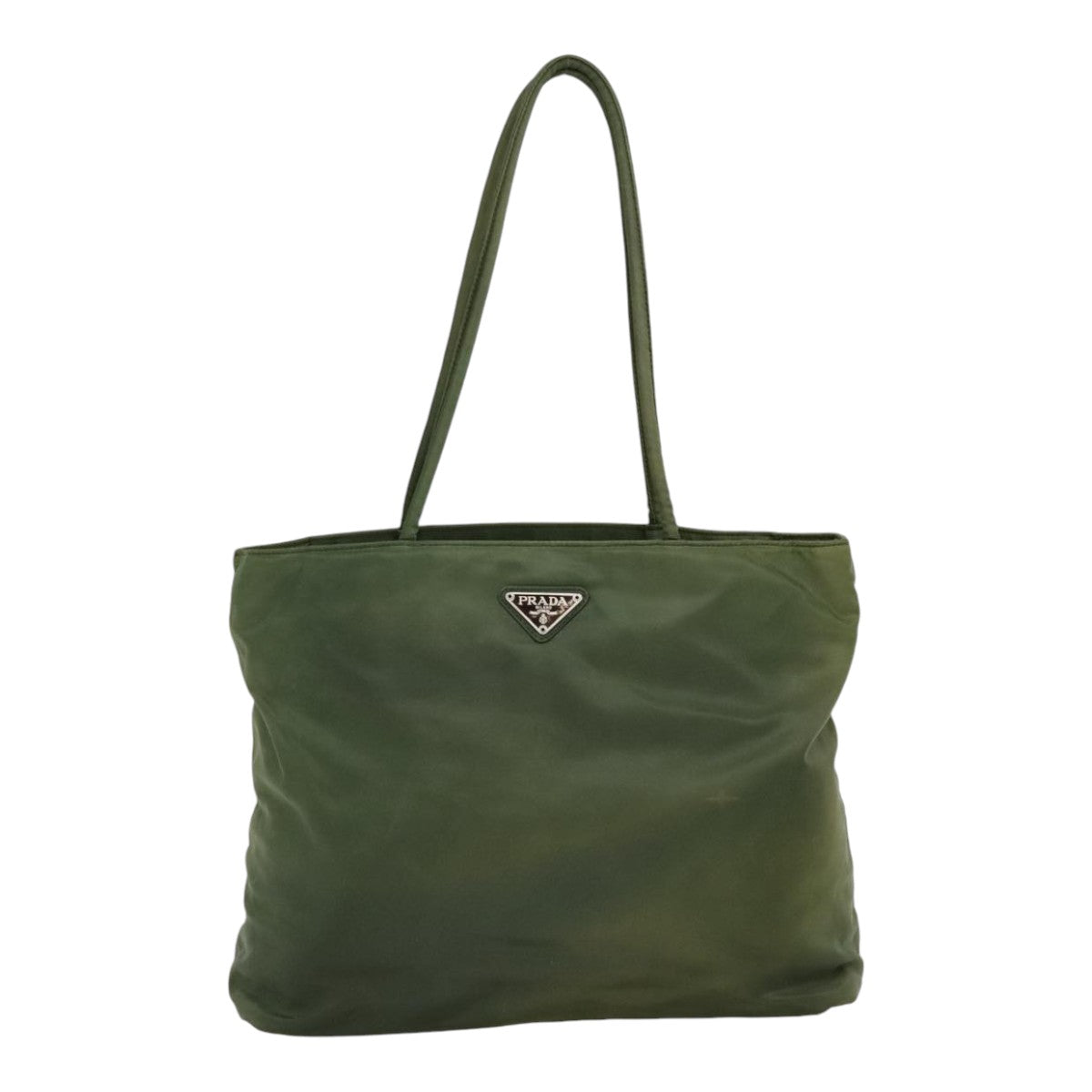 PRADA Tote Bag Nylon Green Silver Auth 90225