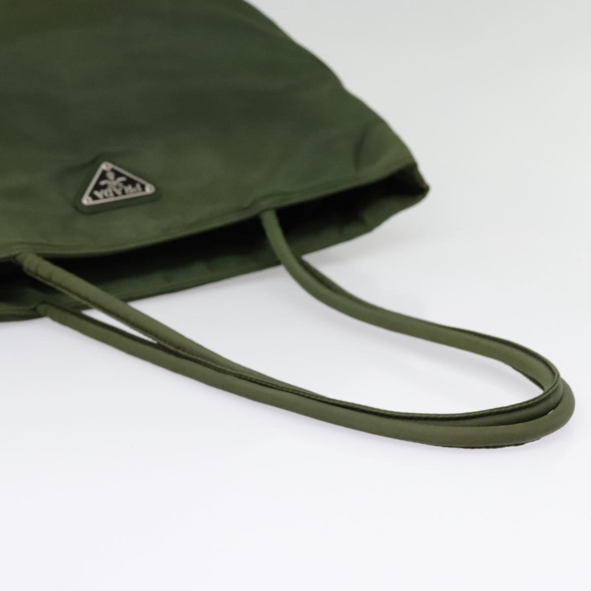 PRADA Tote Bag Nylon Green Silver Auth 90225