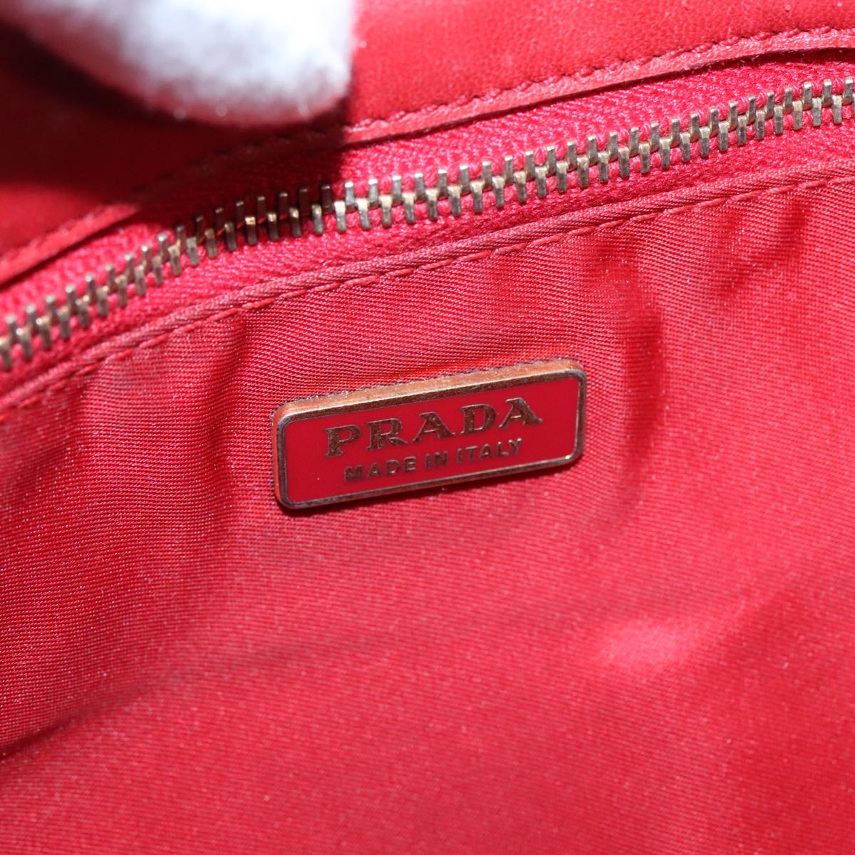 PRADA Shoulder Bag Nylon Red Gold Auth 90226