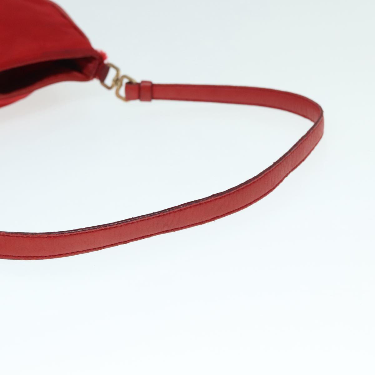 PRADA Shoulder Bag Nylon Red Gold Auth 90226