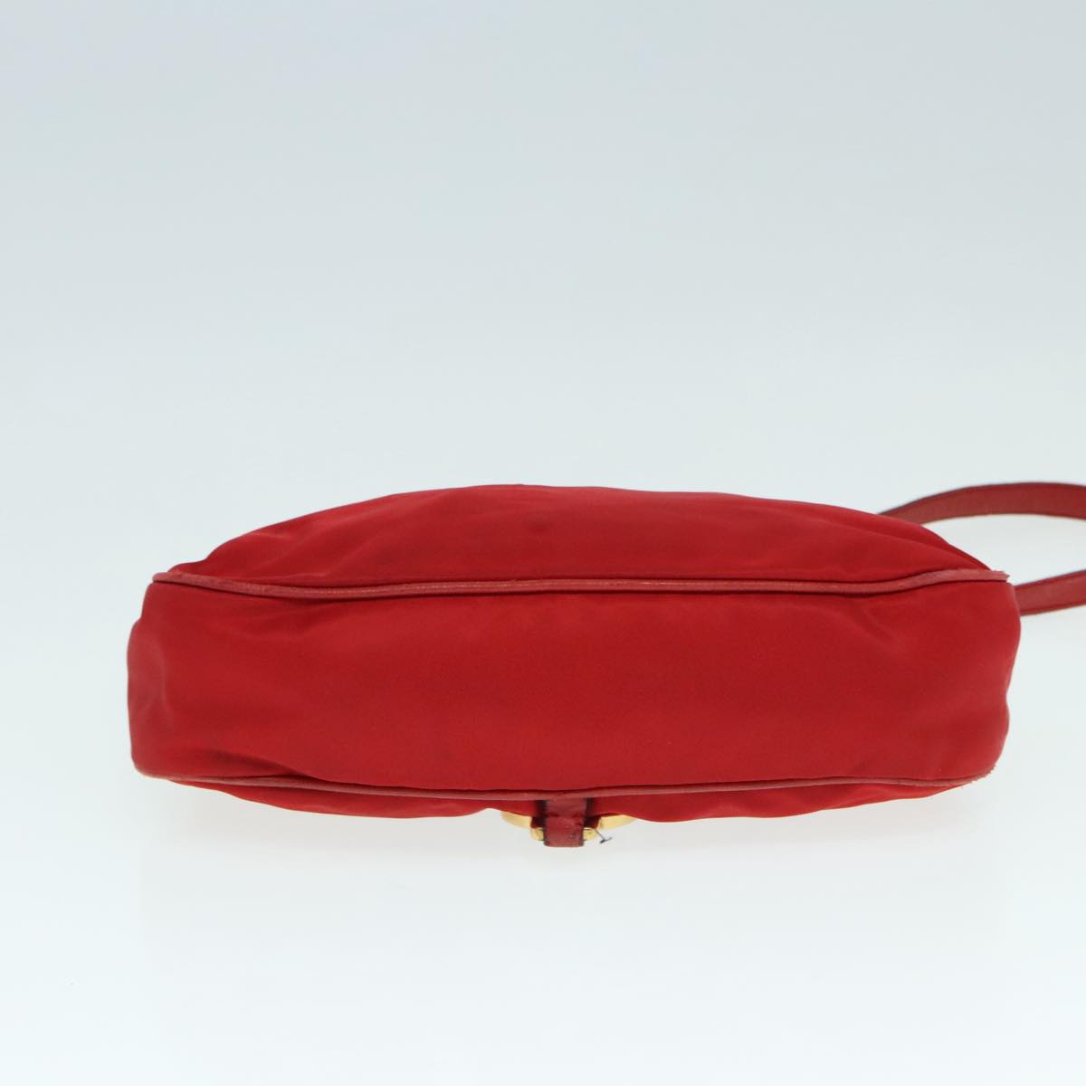 PRADA Shoulder Bag Nylon Red Gold Auth 90226