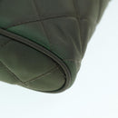 PRADA Chain Quilted Shoulder Bag Nylon Khaki Gold Auth 90227-15