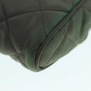 PRADA Chain Quilted Shoulder Bag Nylon Khaki Gold Auth 90227-8