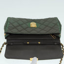 PRADA Chain Quilted Shoulder Bag Nylon Khaki Gold Auth 90227-9