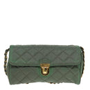 PRADA Chain Quilted Shoulder Bag Nylon Khaki Gold Auth 90227-13