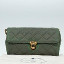 PRADA Chain Quilted Shoulder Bag Nylon Khaki Gold Auth 90227-12