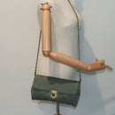 PRADA Chain Quilted Shoulder Bag Nylon Khaki Gold Auth 90227-24