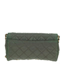 PRADA Chain Quilted Shoulder Bag Nylon Khaki Gold Auth 90227-2